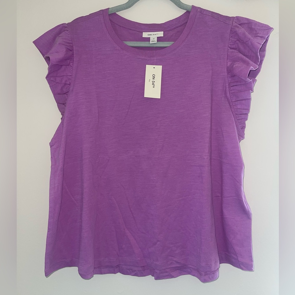 Chic Lavender Ruffle Sleeve Top